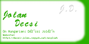 jolan decsi business card